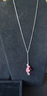 Vintage Avon 16" necklace, pink dangle stones